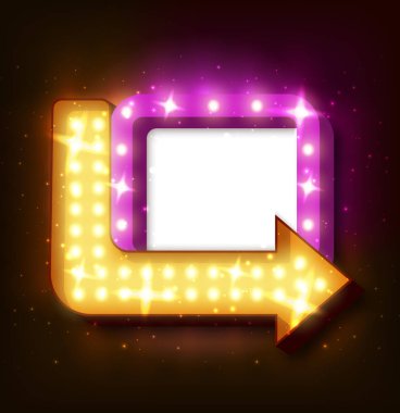 Ok ve parlak açık renkli neon tabela