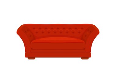 Koltuk ve kanepe kırmızı renkli çizgi film illüstrasyon