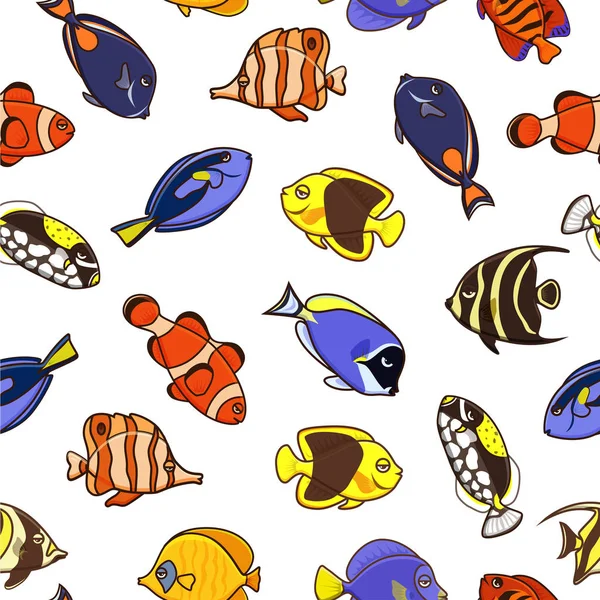 Roztomilý ryb vektorový obrázek ikony nastavit. Tropické ryby, mořské ryby, akvarijní ryby. — Stockový vektor