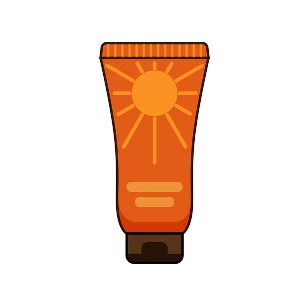 Sun protection cream tube vektorillustration sommaren. — Stock vektor