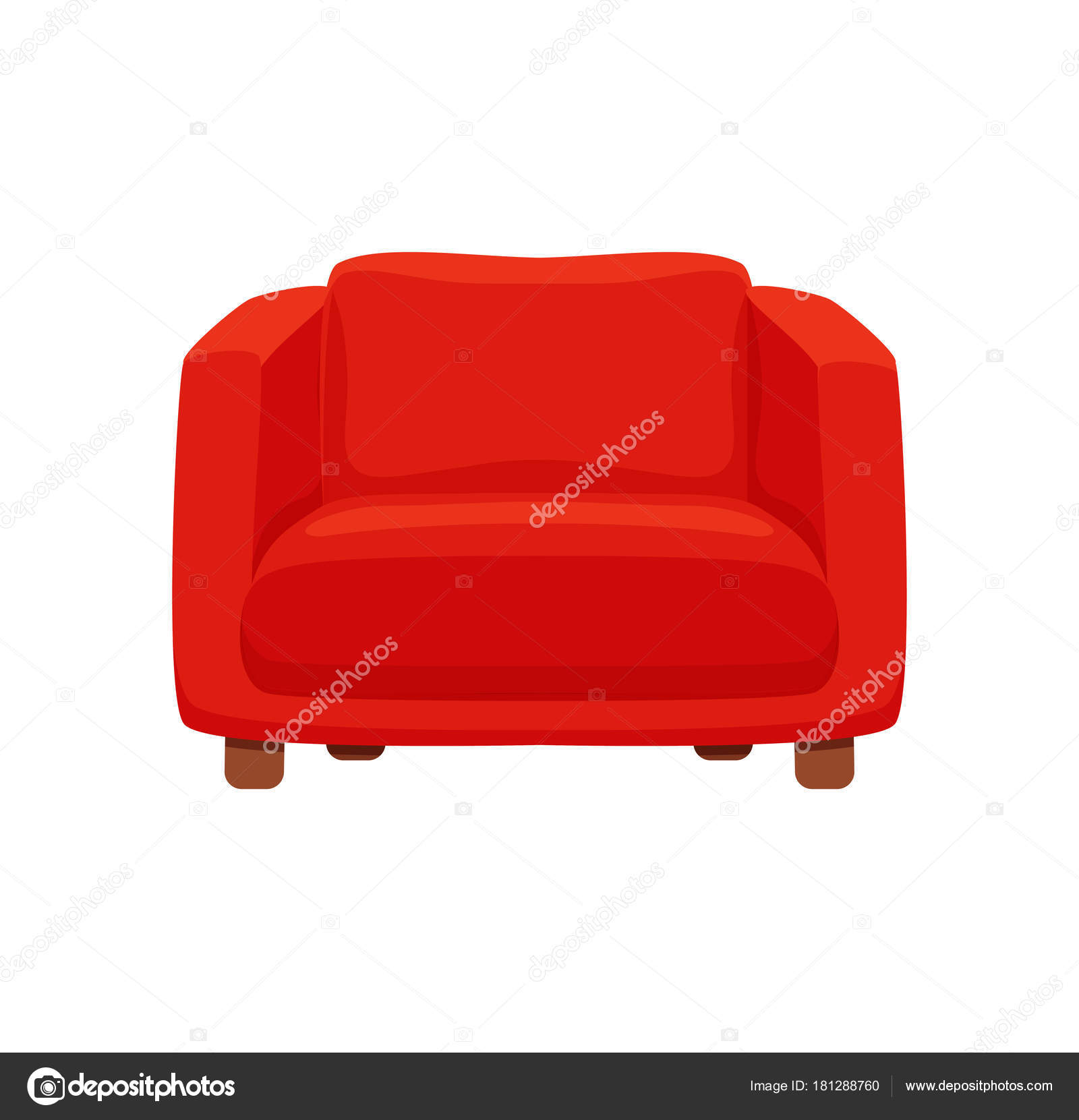 Sillón rojo aislado sobre el fondo blanco — Vector de stock © Oligliya
