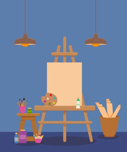 Illustration vectorielle colorée intérieure du studio d'art . — Image vectorielle
