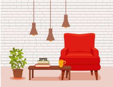 Renkli vektör rahat iç sıcak parlak kış illustratio