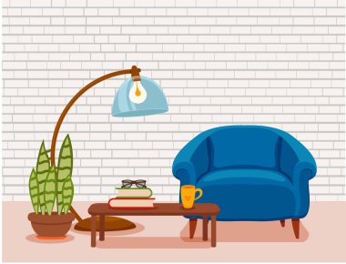 Bir koltuk Saksılı bitki ile iç,