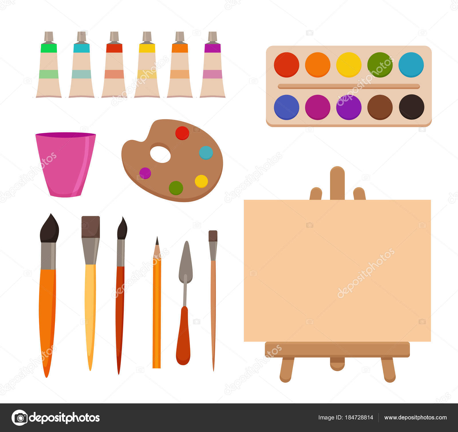 Painting materials and tools for artists Vector Image