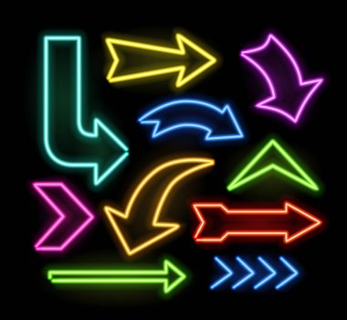 Neon parlayan ok işaretçi üzerinde koyu arka plan ayarlamak
