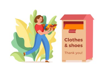 Kumaş bağışı vektörü renkli çizgi film biçimi kavramı.