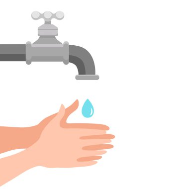 Elleri sabun ve suyla yıkamak. Çizgi film çizimi.