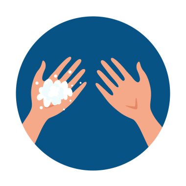 Elleri sabun ve suyla yıkamak. Çizgi film çizimi.