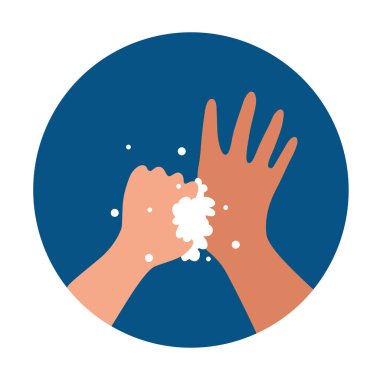 Elleri sabun ve suyla yıkamak. Çizgi film çizimi.