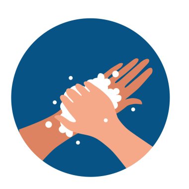 Elleri sabun ve suyla yıkamak. Çizgi film çizimi.