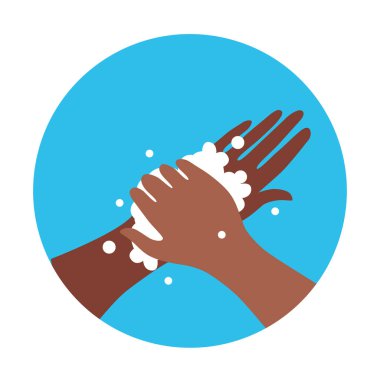 Elleri sabun ve suyla yıkamak. Çizgi film çizimi.