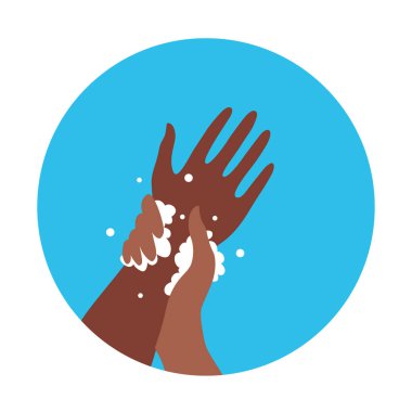 Elleri sabun ve suyla yıkamak. Çizgi film çizimi.