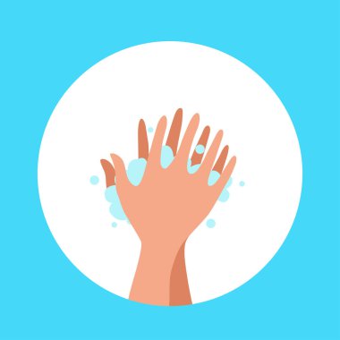 Elleri sabun ve suyla yıkamak. Çizgi film çizimi.