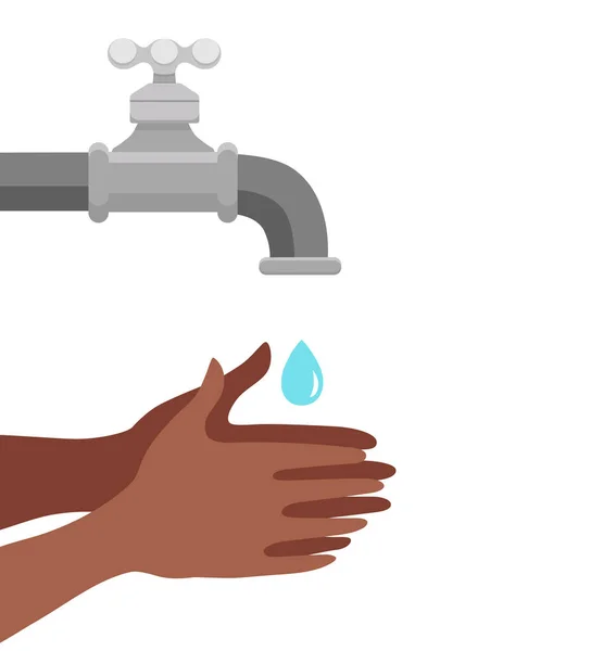 石鹸と水で手を洗う適切に漫画のベクトルイラスト — ストックベクタ