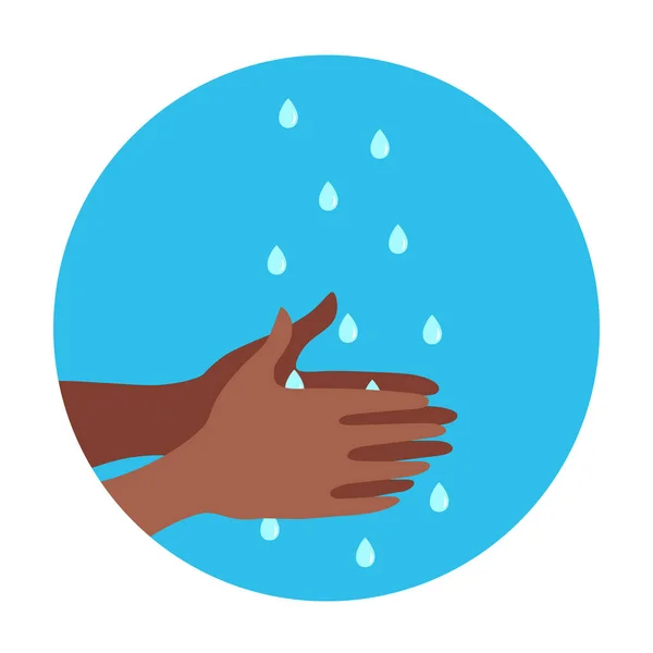 Kézmosás szappannal és vízzel megfelelően rajzfilm vektor illusztráció — Stock Vector