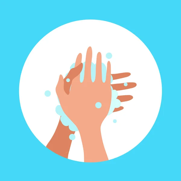 Se laver les mains avec du savon et de l'eau illustration vectorielle de dessin animé correctement — Image vectorielle