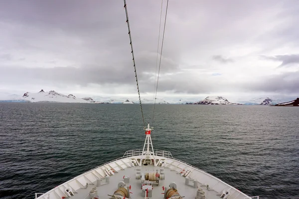 View at the antarctic sea from a ship\'s bow