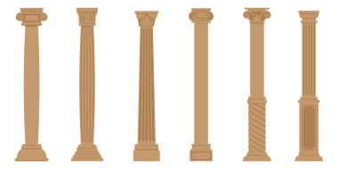 Antik sütunların vektör kümesi.