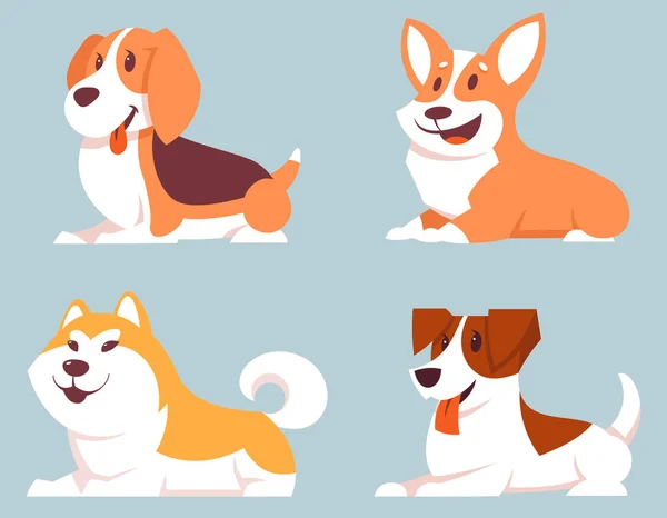 Conjunto de perros mentirosos . — Vector de stock