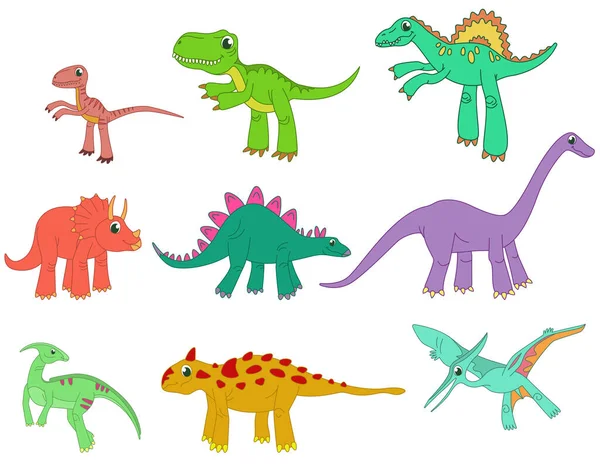 Μεγάλο σύνολο διαφορετικών δεινοσαύρων. — Διανυσματικό Αρχείο