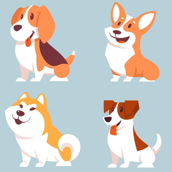 Conjunto de perros sentados . — Vector de stock