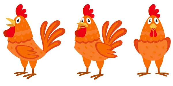 Cock in different poses. — Stock Vector