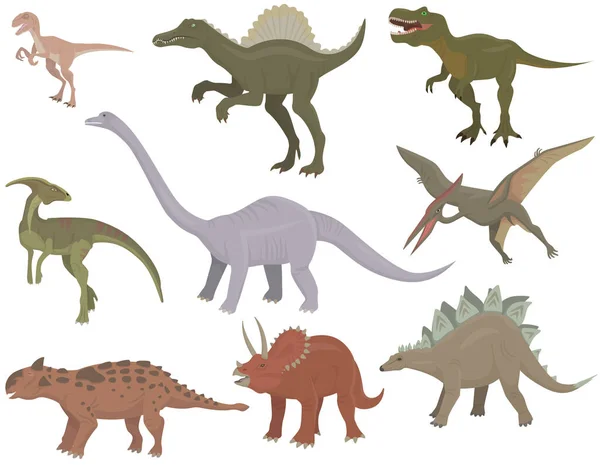 Gran conjunto de dinosaurios diferentes . — Vector de stock