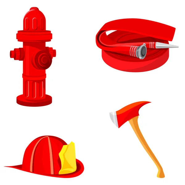 Conjunto de equipos contra incendios . — Vector de stock