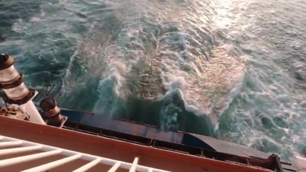 Vista Arriba Hacia Abajo Ship Stern Puerto Peraues Grecia — Vídeo de stock