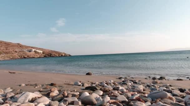 Coast View Ormos Giannaki Beach Island Tinos Many Rocks Sand — Stock Video