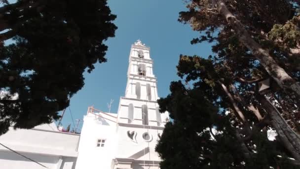 Vooraanzicht Van Orthodoxe Kerk Tinos Island Griekenland — Stockvideo