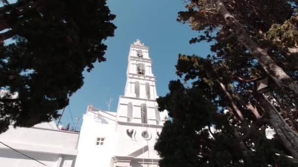 Vorderansicht Der Orthodoxen Kirche Auf Der Insel Tinos Griechenland — Stockvideo