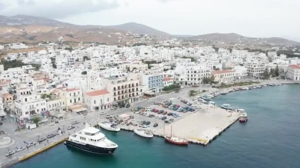 Vuelo Aéreo Con Drones Sobre Área Bahía Puerto Tinos Grecia — Vídeos de Stock