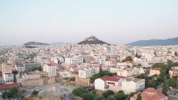 Vista Aérea Ciudad Atenas Con Colina Del Lycabettus Fondo Grecia — Vídeo de stock