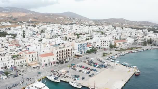 Vista Aérea Del Puerto Isla Tinos Grecia Muñeca Aérea — Vídeos de Stock