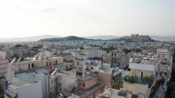 Vuelo Ascendente Aéreo Drones Con Vista Acrópolis Atenas Grecia — Vídeo de stock