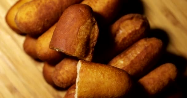 Close up of homemade corn dogs — Stock Footage Close Homemade Corn Dogs Royalty Free Stock Video