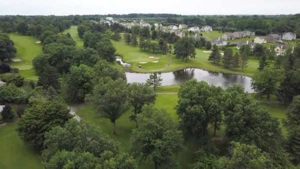 Strzelanie Góry Lotu Ptaka Golf Club Bucks County Nagranie Drona — Wideo stockowe