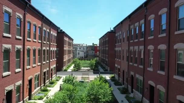 Αεροφωτογραφία Υψηλής Ποιότητας Κτιρίων Κατοικιών Διαμέρισμα Μπλοκ Πολυκατοικία Κατά Διάρκεια — Αρχείο Βίντεο
