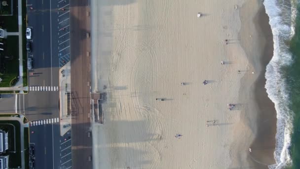 Vue Aérienne Côte Déserte New Jersey Océan Atlantique Survoler Plage — Video