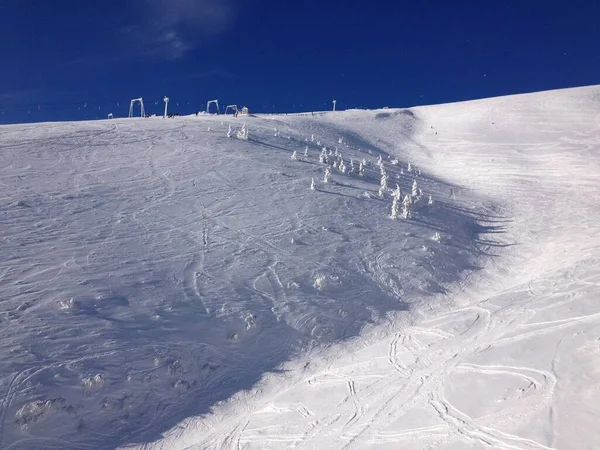 Ski Slope Sunny Mountain Landscape — Stock Photo, Image