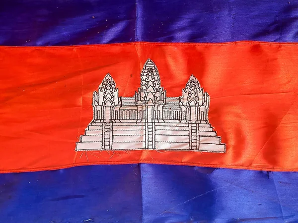 Siem Reap Cambodge Décembre 2019 Temple Angkor Wat Drapeau Cambodge — Photo