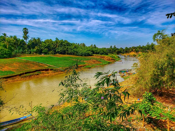 Баттамбанг Камбоджа Января 2020 Река Стоенг Санке Сухой Сезон — стоковое фото