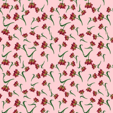 Çiçekler ve yapraklarla suluboya kusursuz desen. Klasik çiçek desenleri. Çiçeksiz desen. Botanik sanatı. Çiçek botanik koleksiyonu. Çiçek seti. Suluboya botanik tasarımı