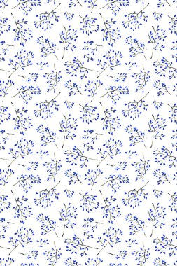 Çiçekler ve yapraklarla suluboya kusursuz desen. Klasik çiçek desenleri. Çiçeksiz desen. Botanik sanatı. Çiçek botanik koleksiyonu. Çiçek seti. Suluboya botanik tasarımı