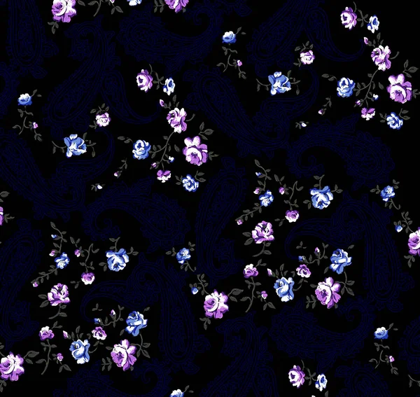 Υδατογραφία Αδιάλειπτη Μοτίβο Λουλούδια Και Φύλλα Κλασσικό Μοτίβο Λουλουδιών Λουλούδι — Φωτογραφία Αρχείου