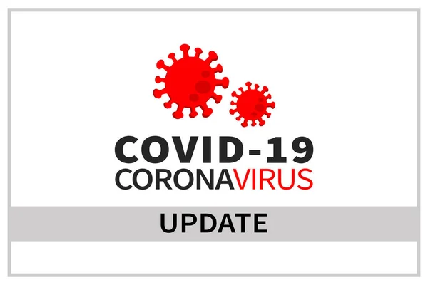 Beyaz arka planda Coronavirus Güncelleme 3 boyutlu illüstrasyon işareti. Kırmızı gri tasarım güncelleme uyarısı veya Covid-19 bulaşıcı virüs hastalığıyla ilgili yeni bilgiler.