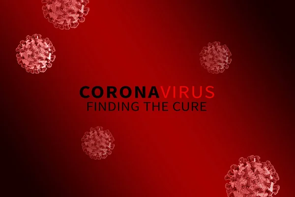 Coronavirus Cure Güncelleme 3D İllüstrasyonunu Buluyor. Siyah ve kırmızı tasarım, tedavi ya da aşı uyarısı. Koronavirüsle ilgili son dakika haberleri..