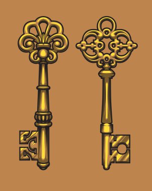 eski altın anahtarlar vektör illüstrasyonu